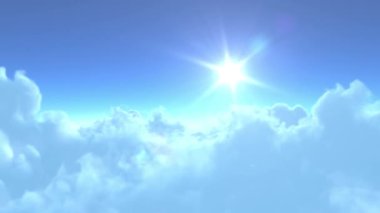 Bulutların arasından pürüzsüz bir döngü uçuşu , güneşli bir günde güçlü bir rüzgarla uçan kümülüs bulutlarıyla gökyüzünü fotoğraflamak