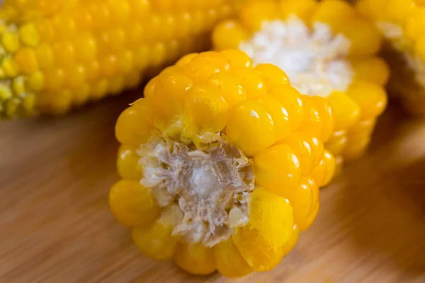 Corn Lies Canvas New Crop Fresh Corn Closeup Corn Cob — Stock Photo, Image