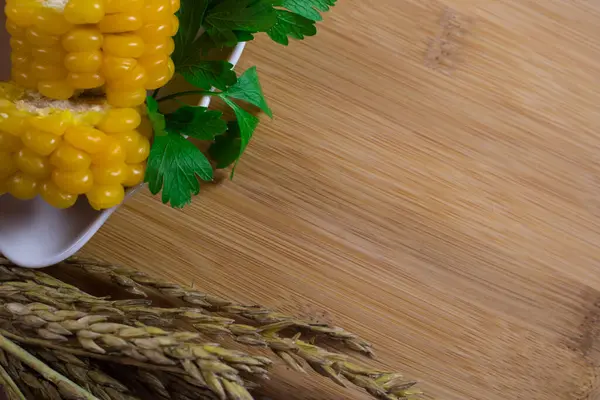 Corn Lies Canvas New Crop Fresh Corn Closeup Corn Cob — Stock Photo, Image