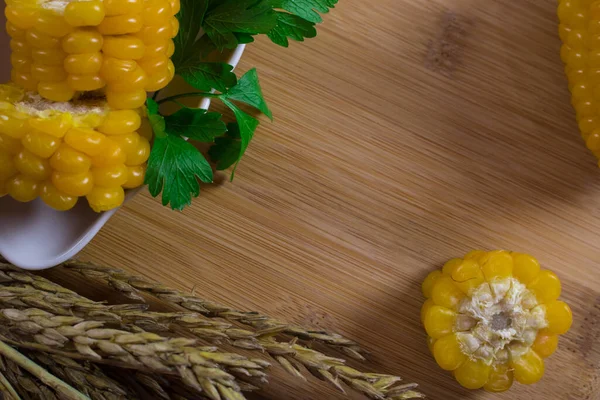 Corn Lies Canvas New Crop Fresh Corn Closeup Corn Cob — Stock Photo, Image