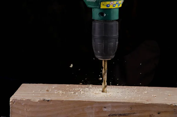 Closeup view of wood drill bit