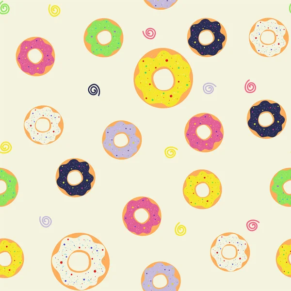 Барвистий Візерунок Пончиками — стоковий вектор