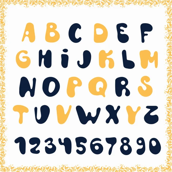 Dekoratives Alphabet mit Zahlen und Buchstaben — Stockvektor