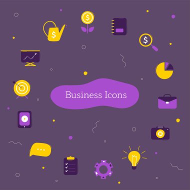 koyu arka planda iş simgeleri koleksiyonu