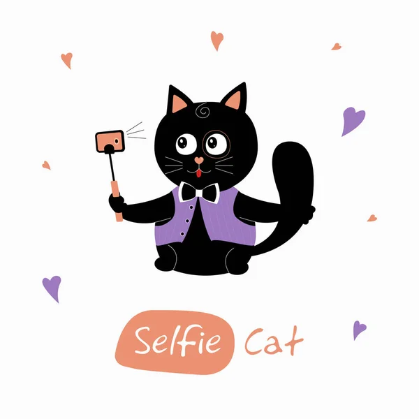 Gato selfie — Vector de stock