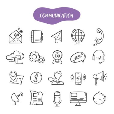 black linear Communication icons clipart