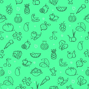 çizgi tarzı organik gıda deseni