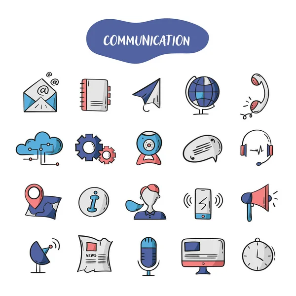 Icone di comunicazione a colori — Vettoriale Stock
