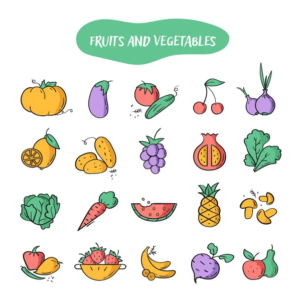 Kolor ikony owoców i warzyw — Wektor stockowy