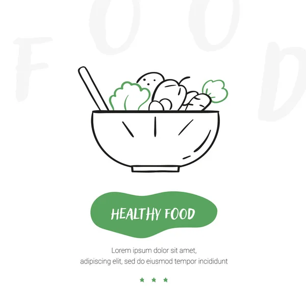 Linie Stil-Ikone für ein gesundes Essen — Stockvektor