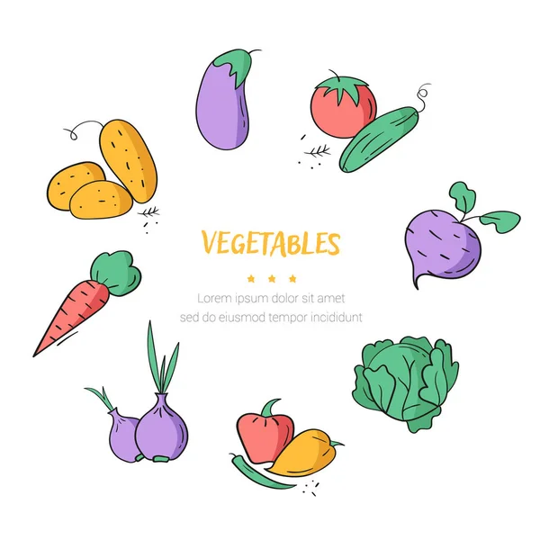Ícones de cor de legumes — Vetor de Stock