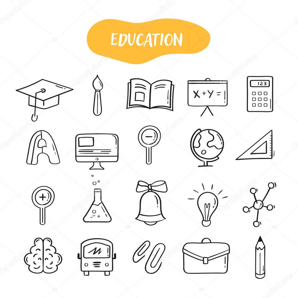 black linear Education icons