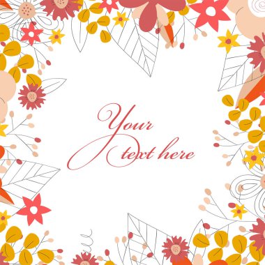 turuncu çiçek çerçeve şablonu