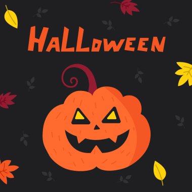 kabak ile halloween karikatür kartı