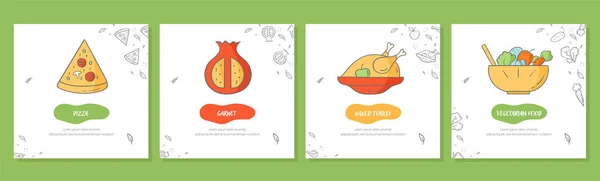 Ensemble d'illustrations alimentaires colorées — Image vectorielle