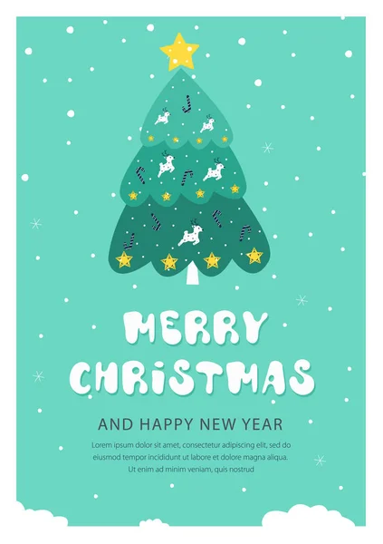 Noel ağacı olan bir kartpostal. — Stok Vektör