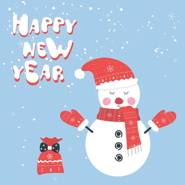 New year snowman — Stock Vector