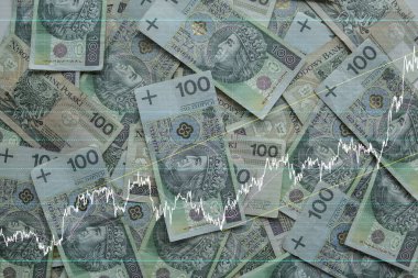 Arka plan 100 Zlotisi-Lehçe para dolu. İş ve finans.