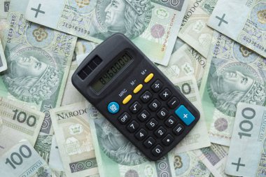 Lehçe para ve hesap makinesi. İş ve finans.