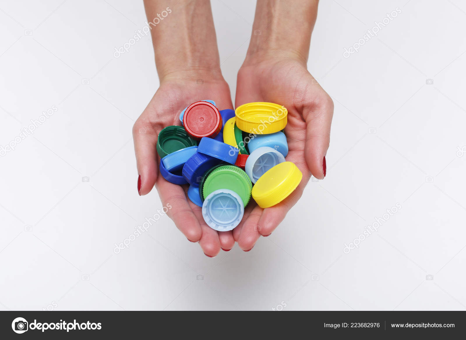 World Collect Bottle Caps Support Recykling Stock Photo by