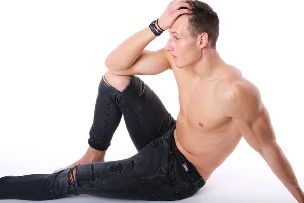 Nice Young Adult Man Posing Studio Stock Image