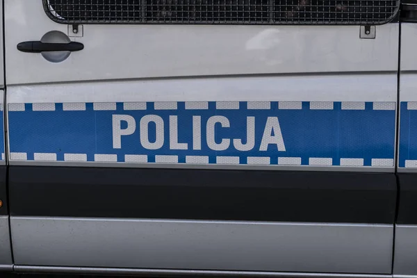 Cracow Caddesinde Polonya Polis Arabasının Yakın Görünür Logo Yok — Stok fotoğraf