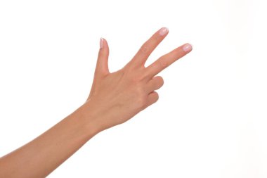 Feamle hand showing three fingers. clipart