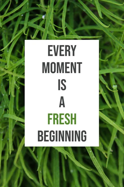 Floral motivational poster with inspirational quote of the day - Every moment is a fresh beginning