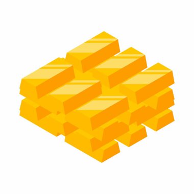 Altın barlar kazık, Izometrik, finans, Iş, hiçbir arka plan, vektör, düz simge, servet ve durum para Illustration.