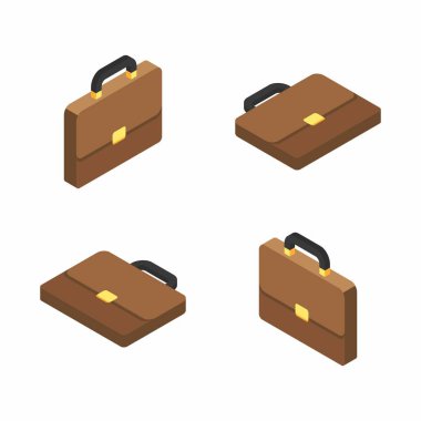 Evrak çantası, çanta, Iş ofisi bavul, Iş portföyü, Izometrik, arka plan yok, Illustration, yalıtılmış, finans, Iş, vektör, düz simge, simge paketi, simge seti