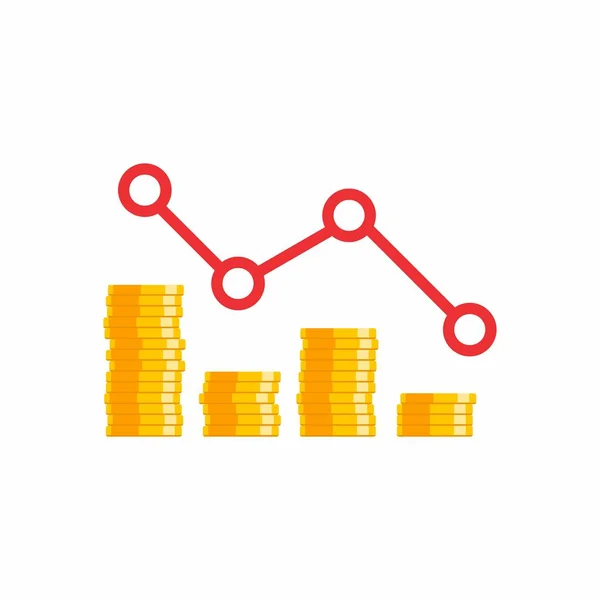 Para Fiyat Aşağı Grafik Çok Para Kazık Hiçbir Arka Plan — Stok Vektör