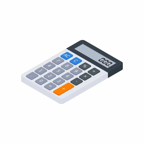 Electronic Calculator Isometric Concept Calculate Account Finance Office Equipment Finance — Stock Vector