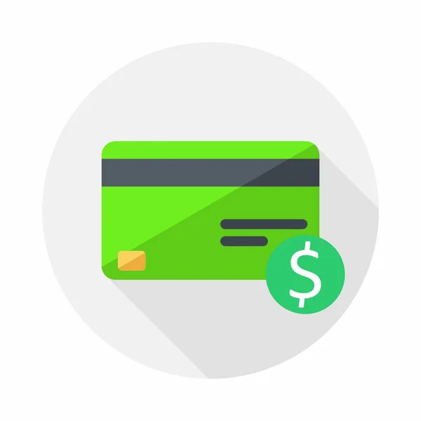 Green Kreditkort Ekonomi Företag Vektor Platt Ikon — Stock vektor