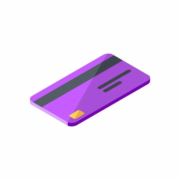 Purple Tarjeta Crédito Isométrico Finanzas Negocio Tarjeta Bancaria Vector — Vector de stock