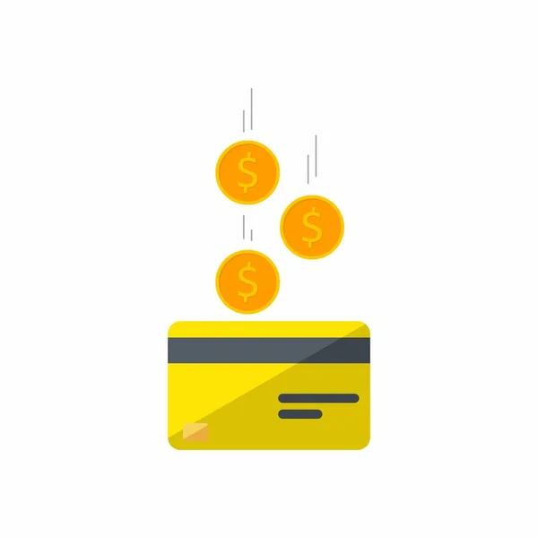 Jaune Carte Crédit Gagner Argent Carte Bancaire Monnaie Finance Entreprise — Image vectorielle