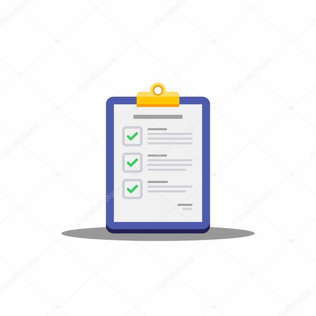 Check list, Clipboard, Document, Finance, Business, No background, Isolated, illustration, Vector, Flat icon