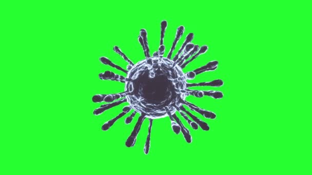 Covid Coronavirus Cell Blue Tournant Boucle Sans Couture Écran Vert — Video