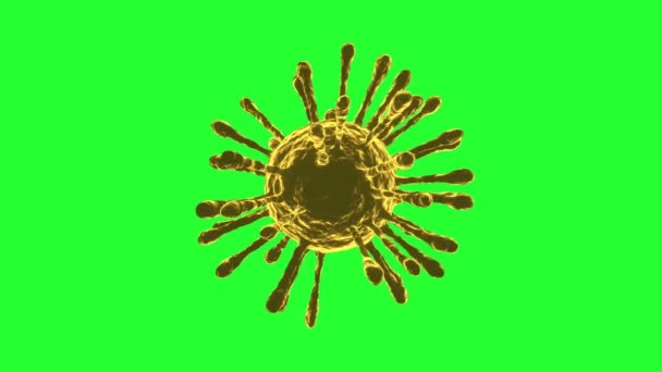 Covid Coronavirus Cellule Jaune Tournant Boucle Sans Couture Écran Vert — Video