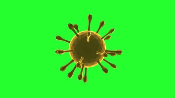 Covid Coronavirus Cell Low Poly Yellow Rotating 无缝线圈 绿色屏幕 Uhd — 图库视频影像