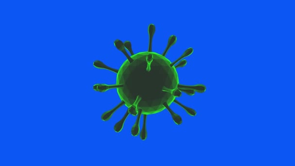 Covid Coronavirus Cell Low Poly Green Rotativo Lazo Sin Fisuras — Vídeo de stock