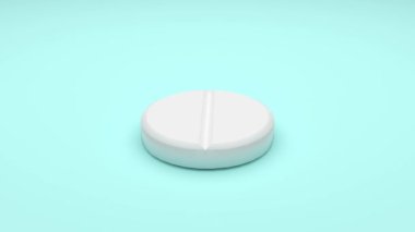 Yeşil arka planda dönen beyaz haplar. Kusursuz döngü. 4K UHD. 3d oluşturma. 
