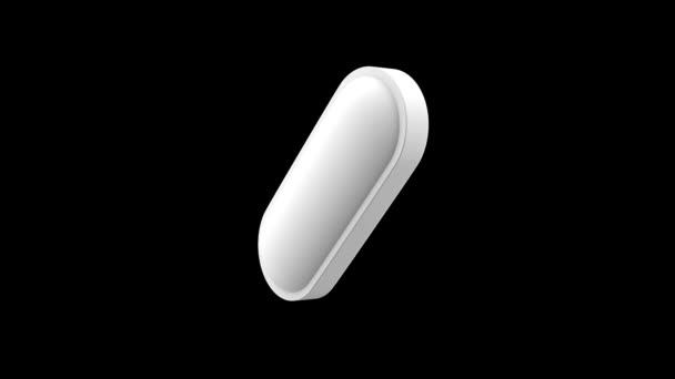白色药丸隔离旋转 无缝线圈 阿尔法频道 Luma Matte Uhd 3D渲染 — 图库视频影像