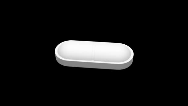 Pillole Bianche Isolate Rotanti Loop Senza Soluzione Continuità Alpha Channel — Video Stock