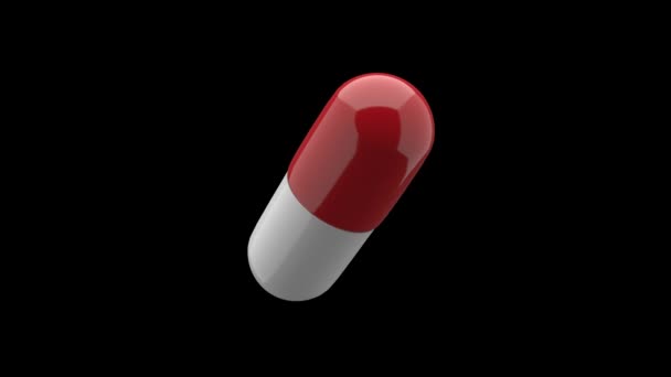 Λευκά Κόκκινα Χάπια Απομονώνονται Περιστρεφόμενη Απρόσκοπτη Alpha Κανάλι Luma Ματ — Αρχείο Βίντεο