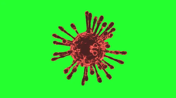 Covid Coronavirus Cell Red Aislado Pantalla Verde Uhd Renderizado —  Fotos de Stock