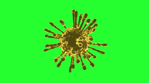 Covid Coronavirus Cell Yellow Aislado Pantalla Verde Uhd Renderizado —  Fotos de Stock
