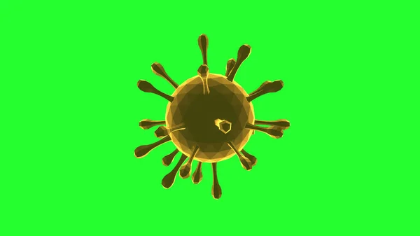 Covid Cellula Coronavirus Basso Poligono Giallo Isolato Schermo Verde Uhd — Foto Stock