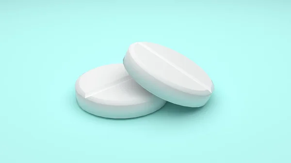 Two White Pills Green Background Uhd Rendering — Stock Photo, Image