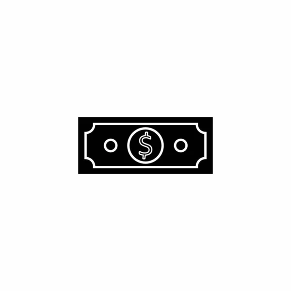 Dollar Money Blanc Contour Icône Vecteur Isolé — Image vectorielle