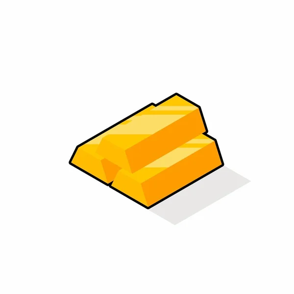 Gold Bar Black Stroke Shadow Icon Vector Isometric — 스톡 벡터